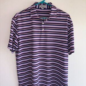 Peter Millar Summer Comfort Short Sleeve Purple Pink White Stripe size M